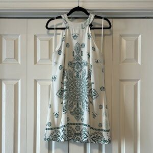 Lulu's Teal and White Halter Dress
